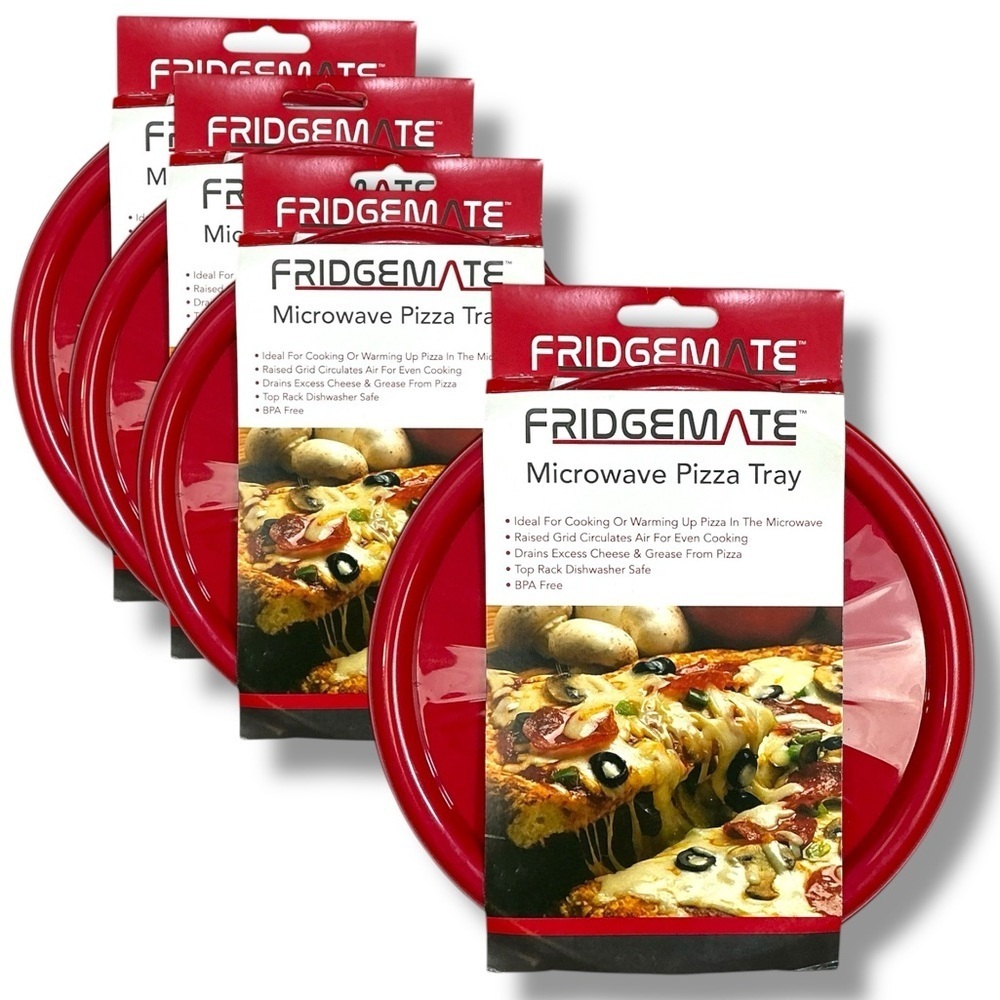 Frigidaire Pizza Reheating Microwave Reusable 4 Trays Fridgemate Red Round NEW